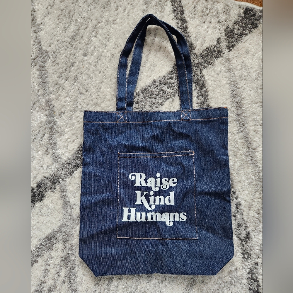 Denim Tote Bag - Raise Kind Humans